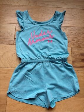 Under Armour Aqua Blue Romper with Pink Script Logo